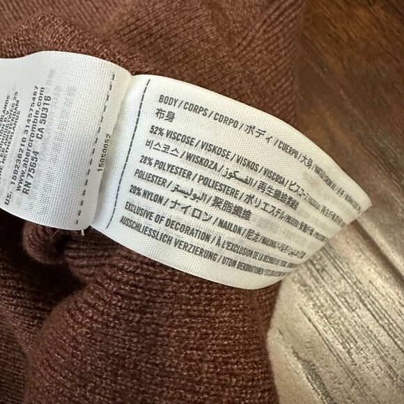 ABERCROMBIE & FITCH Sweater Dress Brown Knit LS Mock Neck NWT - Picture 7 of 9